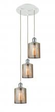  113B-3P-WPC-G116 - Cobbleskill - 3 Light - 12 inch - White Polished Chrome - Cord Hung - Multi Pendant