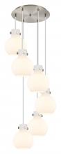  116-410-1PS-SN-G410-8WH - Newton Sphere - 6 Light - 19 inch - Brushed Satin Nickel - Cord hung - Multi Pendant