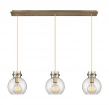  123-410-1PS-BB-G410-8SDY - Newton Sphere - 3 Light - 40 inch - Brushed Brass - Cord hung - Linear Pendant