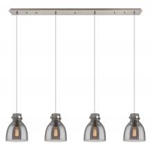  124-410-1PS-SN-G412-8SM - Newton Bell - 4 Light - 52 inch - Brushed Satin Nickel - Linear Pendant