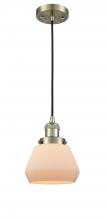  201C-AB-G171 - Fulton - 1 Light - 7 inch - Antique Brass - Cord hung - Mini Pendant