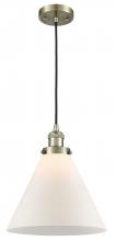  201C-AB-G41-L - Cone - 1 Light - 12 inch - Antique Brass - Cord hung - Mini Pendant