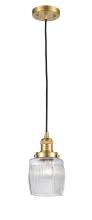  201C-SG-G302-LED - Colton - 1 Light - 6 inch - Satin Gold - Cord hung - Mini Pendant