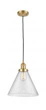  201C-SG-G44-L-LED - Cone - 1 Light - 12 inch - Satin Gold - Cord hung - Mini Pendant