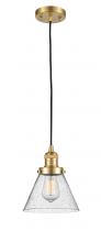  201C-SG-G44-LED - Cone - 1 Light - 8 inch - Satin Gold - Cord hung - Mini Pendant