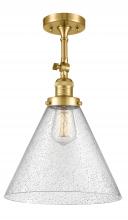  201F-SG-G44-L-LED - Cone - 1 Light - 12 inch - Satin Gold - Semi-Flush Mount