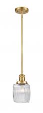  201S-SG-G302-LED - Colton - 1 Light - 6 inch - Satin Gold - Stem Hung - Mini Pendant