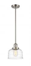  201S-SN-G713-LED - Bell - 1 Light - 8 inch - Brushed Satin Nickel - Stem Hung - Mini Pendant