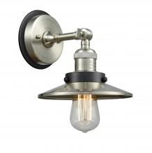  203SN-BPBK-HRBK-M2-SN - Railroad - 1 Light - 8 inch - Brushed Satin Nickel - Sconce