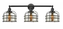  205-BK-G78-CE-LED - Bell Cage - 3 Light - 34 inch - Matte Black - Bath Vanity Light