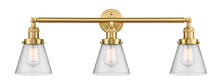  205-SG-G64-LED - Cone - 3 Light - 30 inch - Satin Gold - Bath Vanity Light