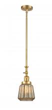  206-SG-G146-LED - Chatham - 1 Light - 7 inch - Satin Gold - Stem Hung - Mini Pendant