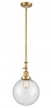  206-SG-G204-10-LED - Beacon - 1 Light - 10 inch - Satin Gold - Stem Hung - Mini Pendant