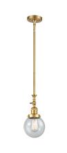  206-SG-G204-6-LED - Beacon - 1 Light - 6 inch - Satin Gold - Stem Hung - Mini Pendant