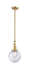  206-SG-G204-8-LED - Beacon - 1 Light - 8 inch - Satin Gold - Stem Hung - Mini Pendant