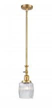  206-SG-G302-LED - Colton - 1 Light - 6 inch - Satin Gold - Stem Hung - Mini Pendant