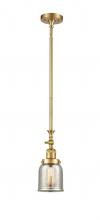  206-SG-G58-LED - Bell - 1 Light - 5 inch - Satin Gold - Stem Hung - Mini Pendant