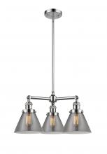  207-PC-G43-LED - Cone - 3 Light - 22 inch - Polished Chrome - Stem Hung - Chandelier