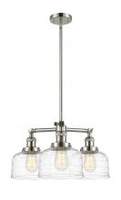  207-PN-G713-LED - Bell - 3 Light - 22 inch - Polished Nickel - Stem Hung - Chandelier