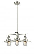  207-PN-M1-PN-LED - Railroad - 3 Light - 19 inch - Polished Nickel - Stem Hung - Chandelier