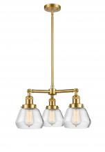  207-SG-G172-LED - Fulton - 3 Light - 22 inch - Satin Gold - Stem Hung - Chandelier