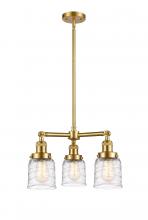  207-SG-G513-LED - Bell - 3 Light - 19 inch - Satin Gold - Stem Hung - Chandelier