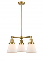  207-SG-G61-LED - Cone - 3 Light - 19 inch - Satin Gold - Stem Hung - Chandelier