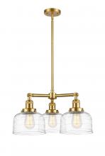  207-SG-G713-LED - Bell - 3 Light - 22 inch - Satin Gold - Stem Hung - Chandelier