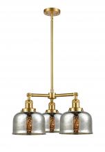  207-SG-G78-LED - Bell - 3 Light - 22 inch - Satin Gold - Stem Hung - Chandelier