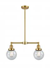  209-SG-G204-6-LED - Beacon - 2 Light - 23 inch - Satin Gold - Stem Hung - Island Light