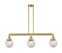  213-SG-G204-6-LED - Beacon - 3 Light - 39 inch - Satin Gold - Stem Hung - Island Light