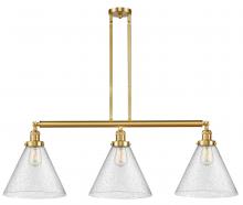  213-SG-G44-L-LED - Cone - 3 Light - 44 inch - Satin Gold - Stem Hung - Island Light