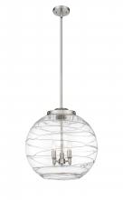  221-3S-SN-G1213-18-LED - Athens Deco Swirl - 3 Light - 18 inch - Brushed Satin Nickel - Cord hung - Pendant