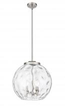  221-3S-SN-G1215-16-LED - Athens Water Glass - 3 Light - 16 inch - Brushed Satin Nickel - Cord hung - Pendant