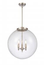  221-3S-SN-G204-18-LED - Beacon - 3 Light - 18 inch - Brushed Satin Nickel - Cord hung - Pendant