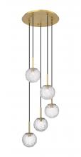  320-5P-BB-G320-6CL-BB - Barrington - 5 Light - 16 inch - Brushed Brass - Cord hung - Mini Pendant