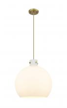  410-1PL-BB-G410-18WH - Newton Sphere - 1 Light - 18 inch - Brushed Brass - Cord hung - Pendant