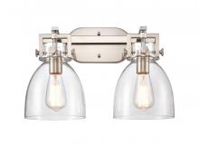  411-2W-SN-G412-7CL - Newton Bell - 2 Light - 17 inch - Satin Nickel - Bath Vanity Light