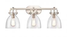  412-3W-SN-7CL-LED - Newton Bell - 3 Light - 27 inch - Brushed Satin Nickel - Bath Vanity Light