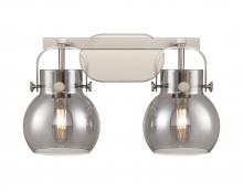  423-2W-SN-G410-6SM - Pilaster II Sphere - 2 Light - 17 inch - Satin Nickel - Bath Vanity Light