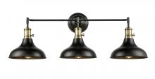  443SW-3W-BAB-M15BK-LED - Metro - 3 Light - 37 inch - Black Antique Brass - Bath Vanity Light