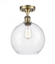  516-1C-AB-G124-10-LED - Athens - 1 Light - 10 inch - Antique Brass - Semi-Flush Mount