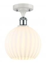  516-1C-WPC-G1217-8WV - White Venetian - 1 Light - 8 inch - White Polished Chrome - Semi-Flush Mount