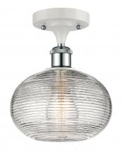  516-1C-WPC-G555-8CL - Ithaca - 1 Light - 8 inch - White Polished Chrome - Semi-Flush Mount