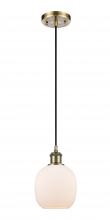  516-1P-AB-G101 - Belfast - 1 Light - 6 inch - Antique Brass - Cord hung - Mini Pendant