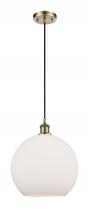  516-1P-AB-G121-12 - Athens - 1 Light - 12 inch - Antique Brass - Cord hung - Mini Pendant