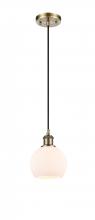  516-1P-AB-G121-6 - Athens - 1 Light - 6 inch - Antique Brass - Cord hung - Mini Pendant