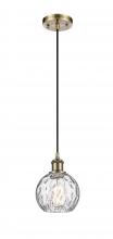  516-1P-AB-G1215-6 - Athens Water Glass - 1 Light - 6 inch - Antique Brass - Cord hung - Mini Pendant