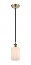  516-1P-AB-G341 - Hadley - 1 Light - 5 inch - Antique Brass - Cord hung - Mini Pendant