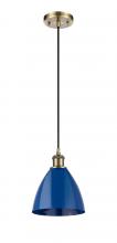  516-1P-AB-MBD-75-BL - Plymouth - 1 Light - 8 inch - Antique Brass - Cord hung - Mini Pendant